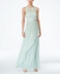 Adrianna Papell Lace Illusion Halter Gown